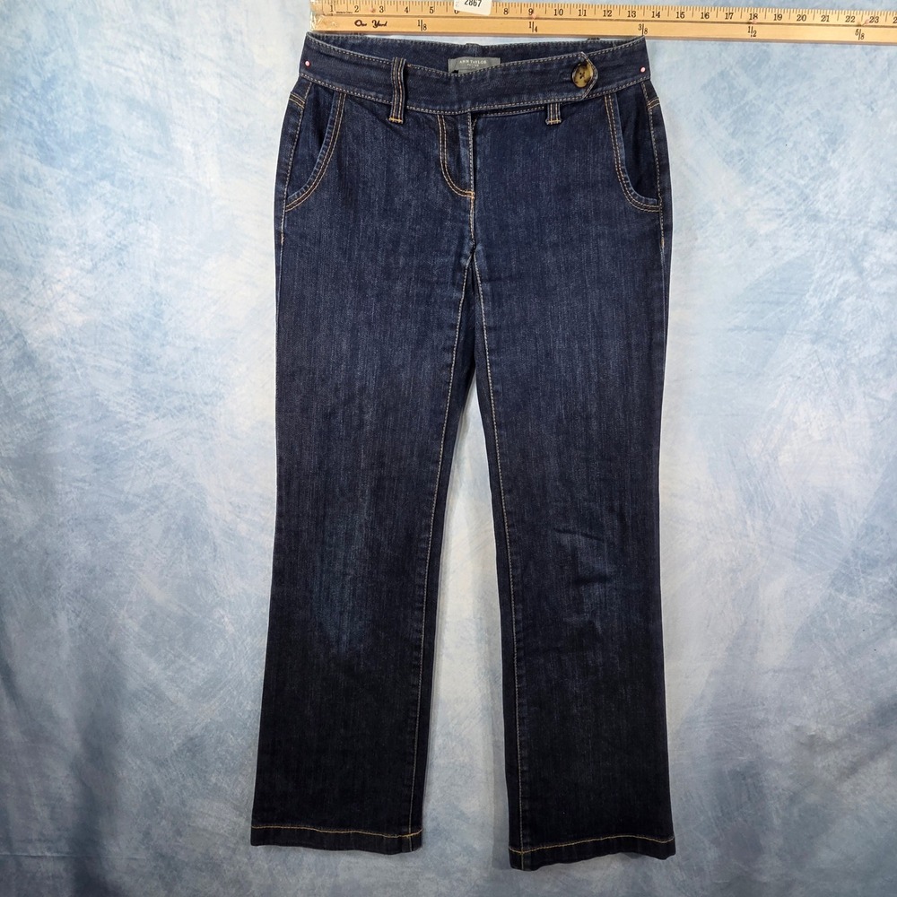 Ann Taylor Petites Curvy Fit Dark Wash Straight Leg Jeans Blue Denim Size 00P